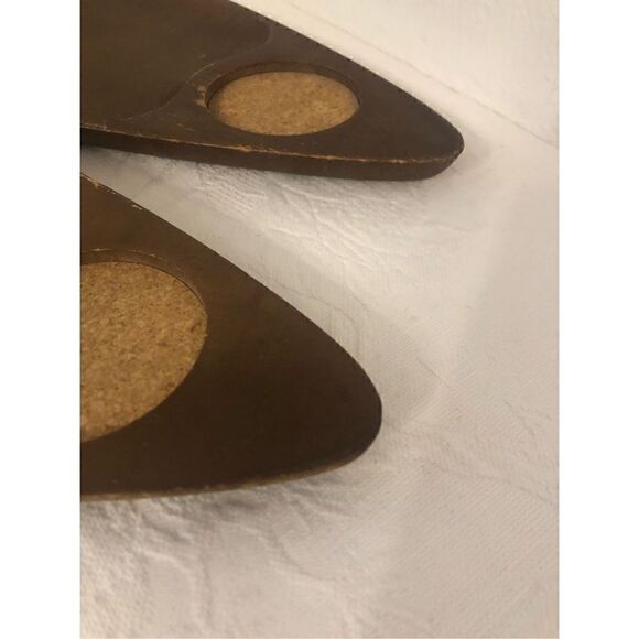 5/$25 SALE Vintage Set of Two (2) MCM Wooden Snack Triangular Tray Made in Japan - Picture 6 of 12